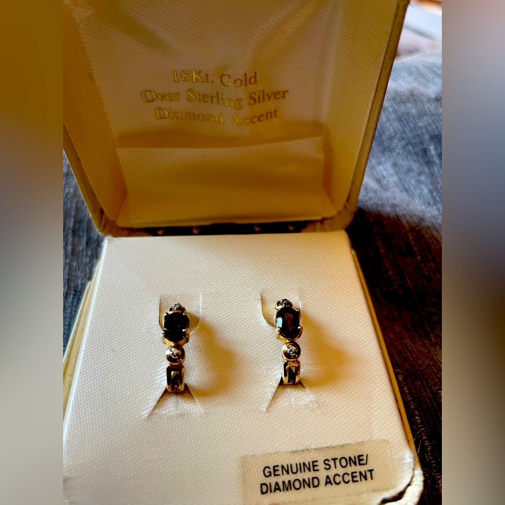18k Gold over Sterling Silver Garnet Earrings